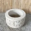  Product image 1 of the product “Balinese style tube round pot, with carving - 70cm Dia., 40 cm Height, Taro sand ”
